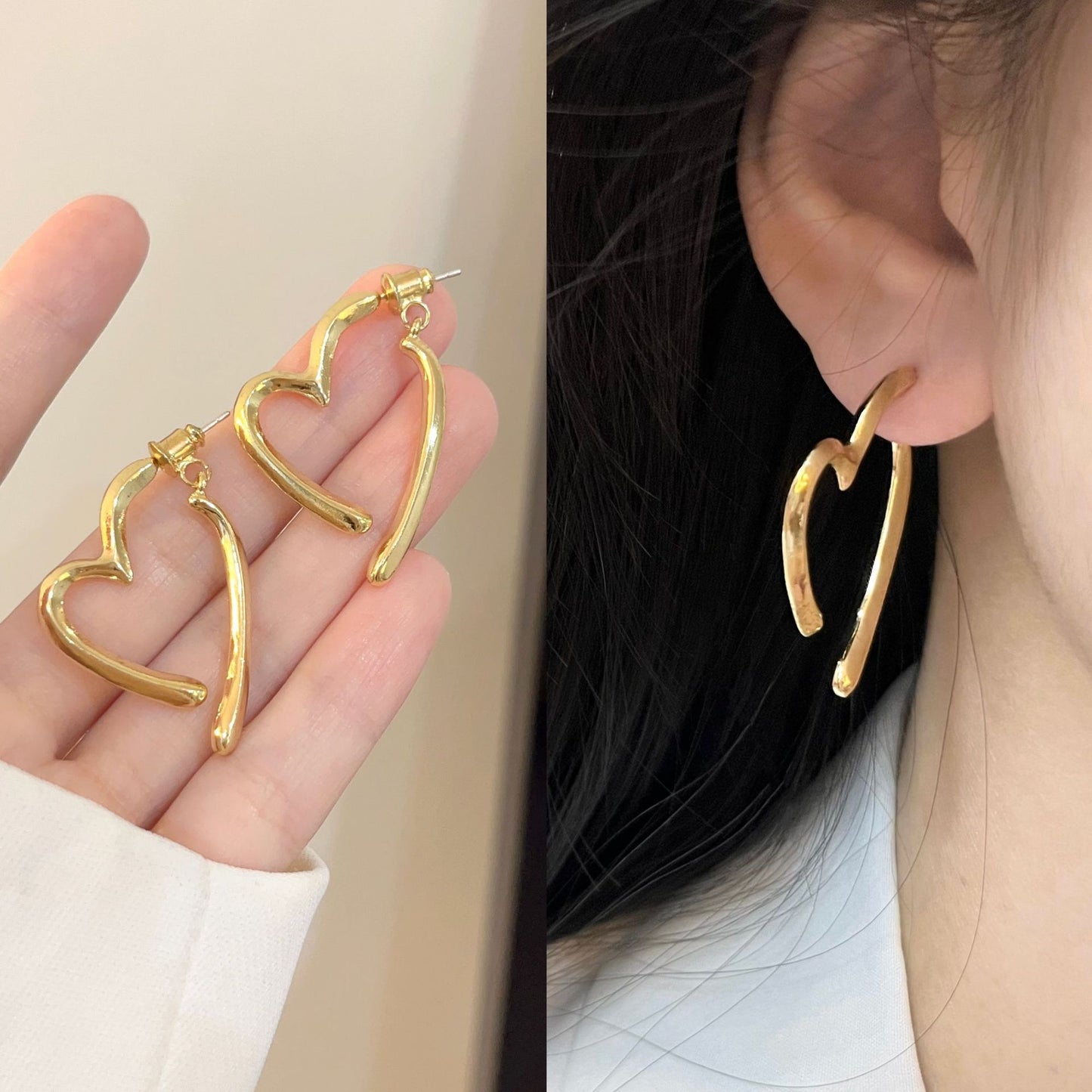Women's Simple Elegant Heart Trendy Vintage High-grade Design Earrings