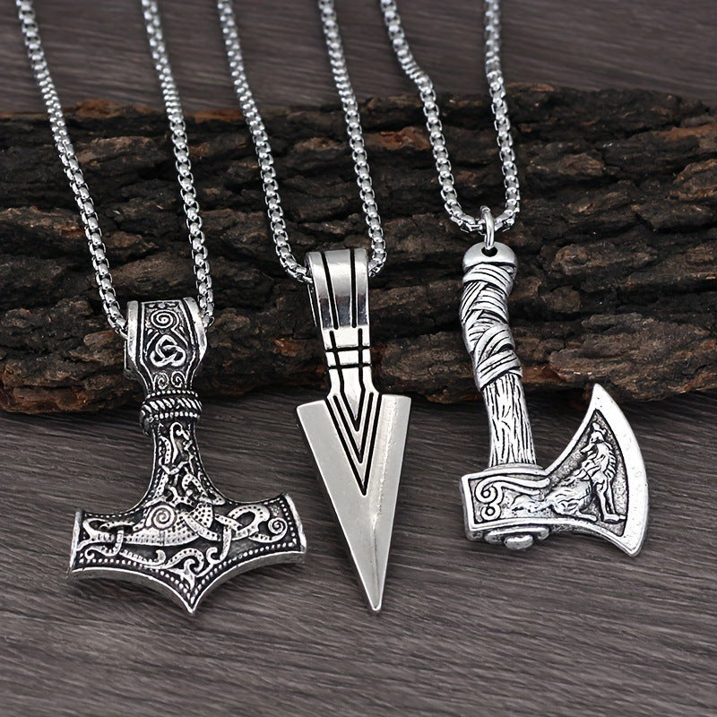 Men's Films Television Viking Force Laboratories Vikings Alloy Carved Hammer Shape Necklaces