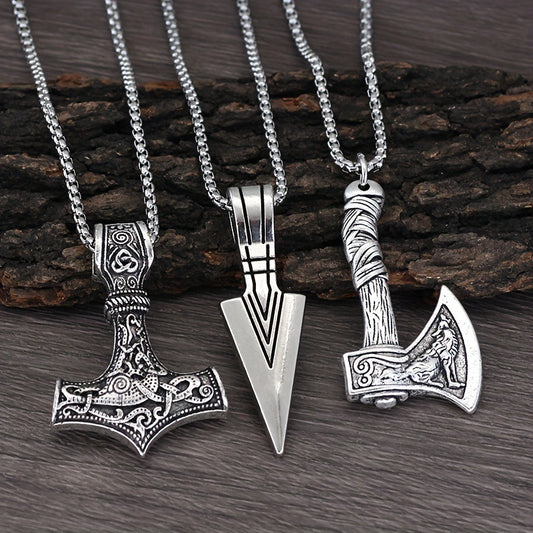 Men's Films Television Viking Force Laboratories Vikings Alloy Carved Hammer Shape Necklaces