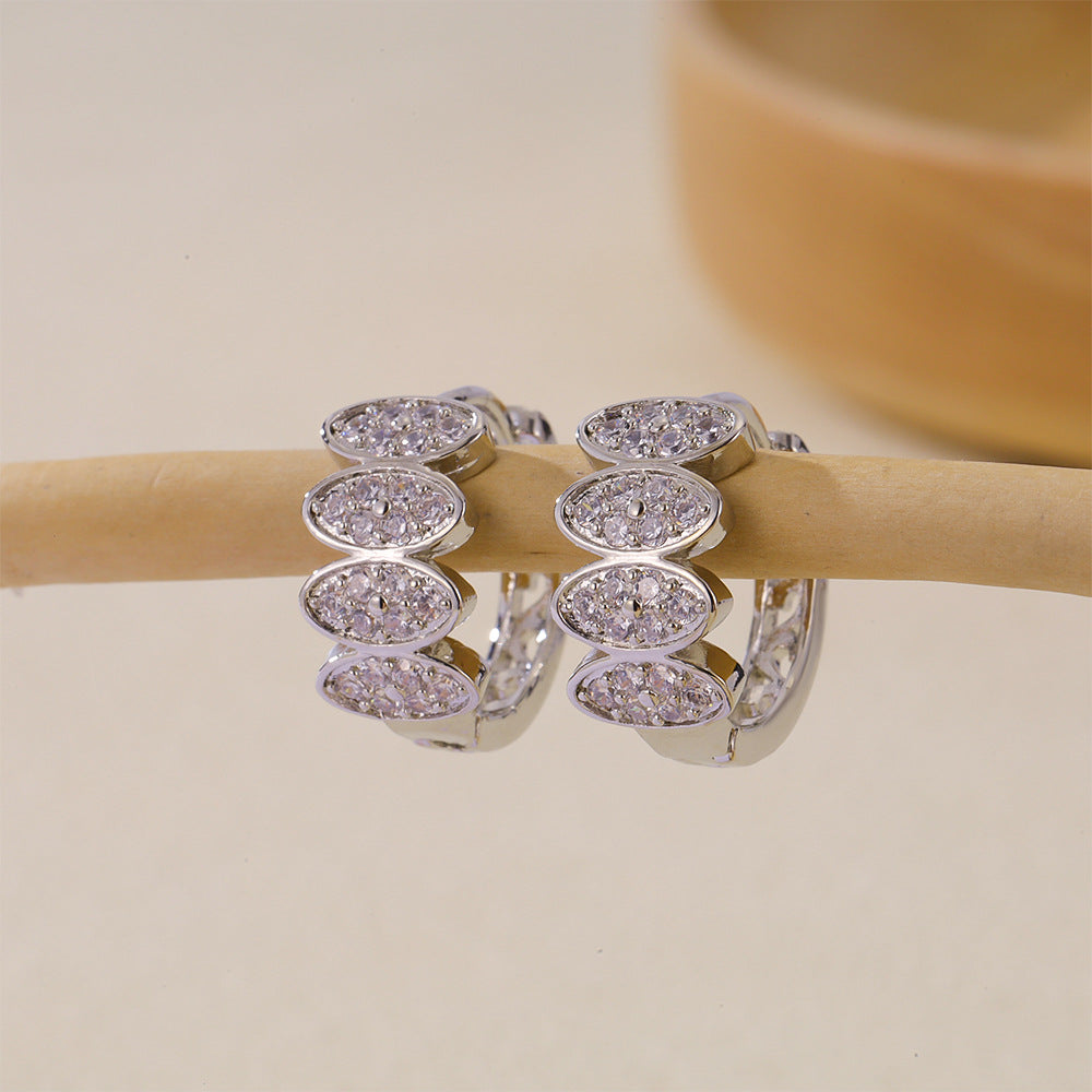 Women's Selection Fashionable Multi Zircon Inlaid Zirconium Earrings