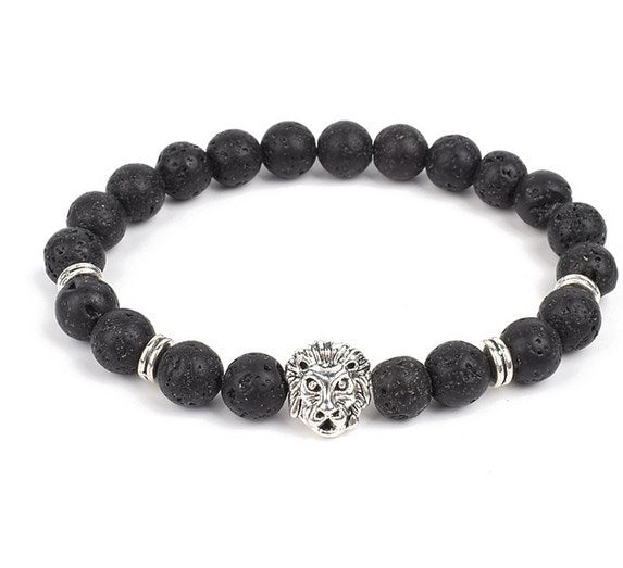 Spacer Alloy Lion's Head Haematite Yoga Buddha Bracelet