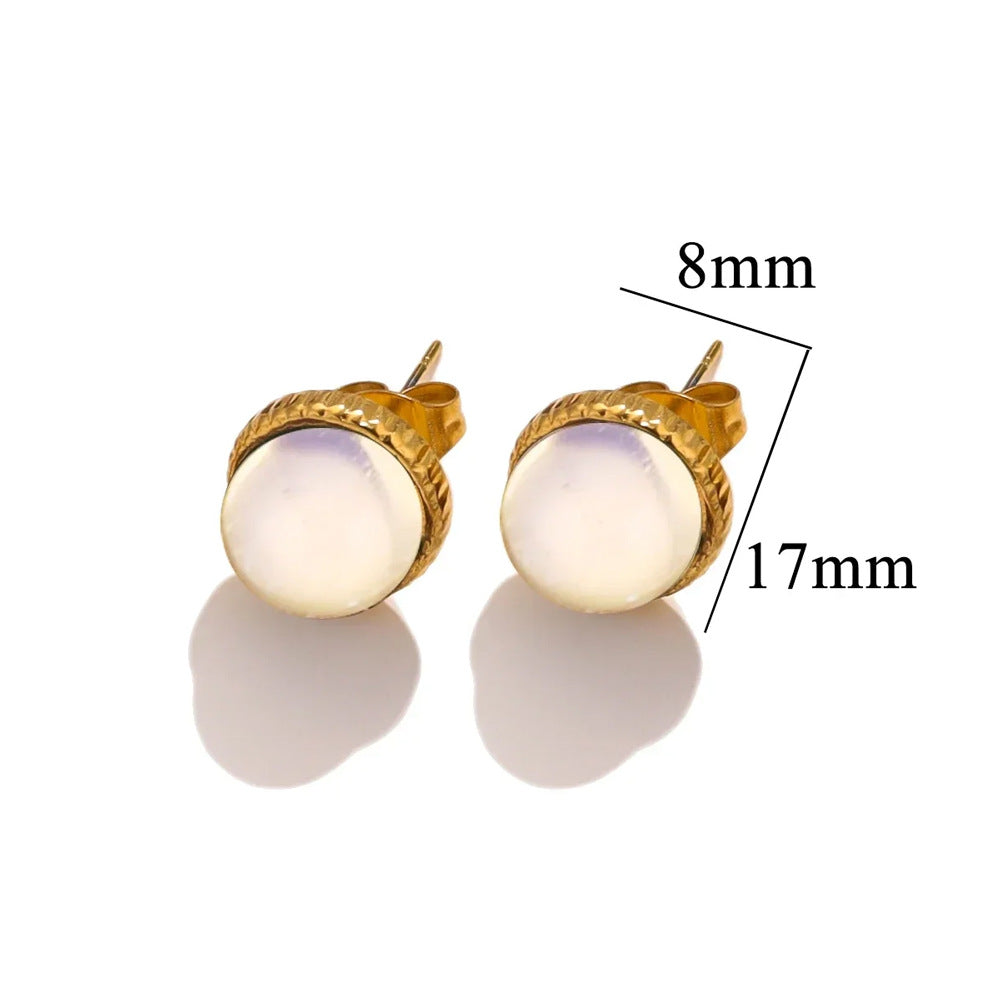 Stainless Steel Natural Stone Titanium Ear Tigereye Rings