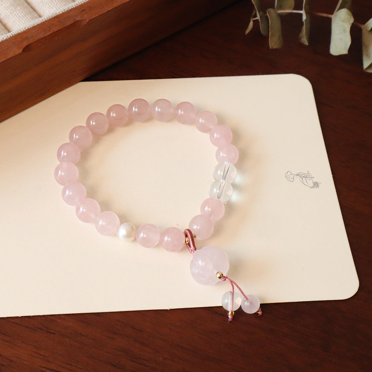 Chinese Style Fresh Natural Pink Crystal Peanut Lotus Bracelet