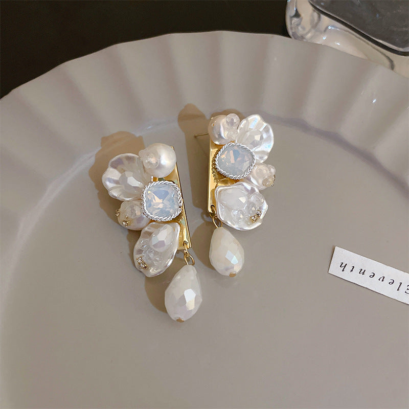 Pearl Flower Tassel Niche Temperament Atmosphere Affordable Earrings