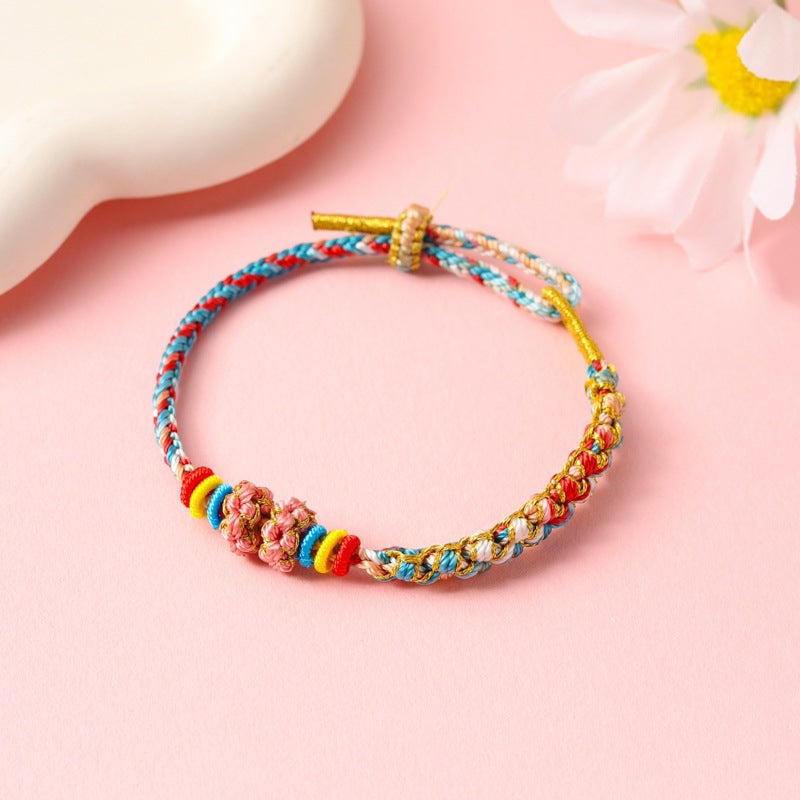 Children's Colorful Braided Rope Wrist String Safe Red Bracelet