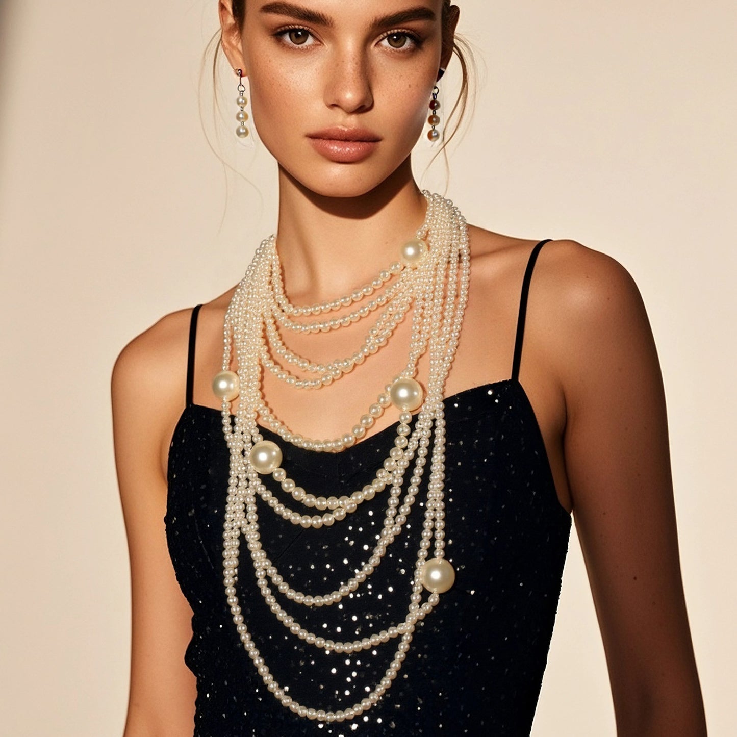 Fashion Exaggerated Pearl Long Sweater Chain Necklace