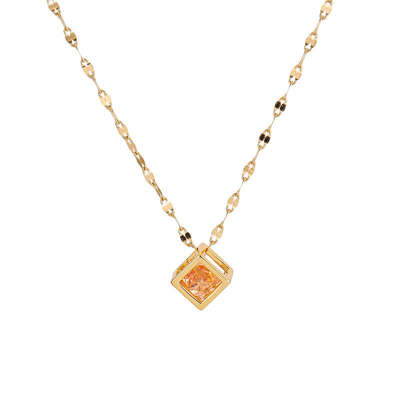 Zircon Rose Gold Cold Style Female Light Luxury Necklace