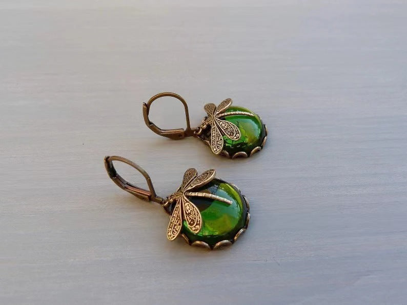 Women's Sea Rao Vintage Dragonfly Pattern Distressed Earrings