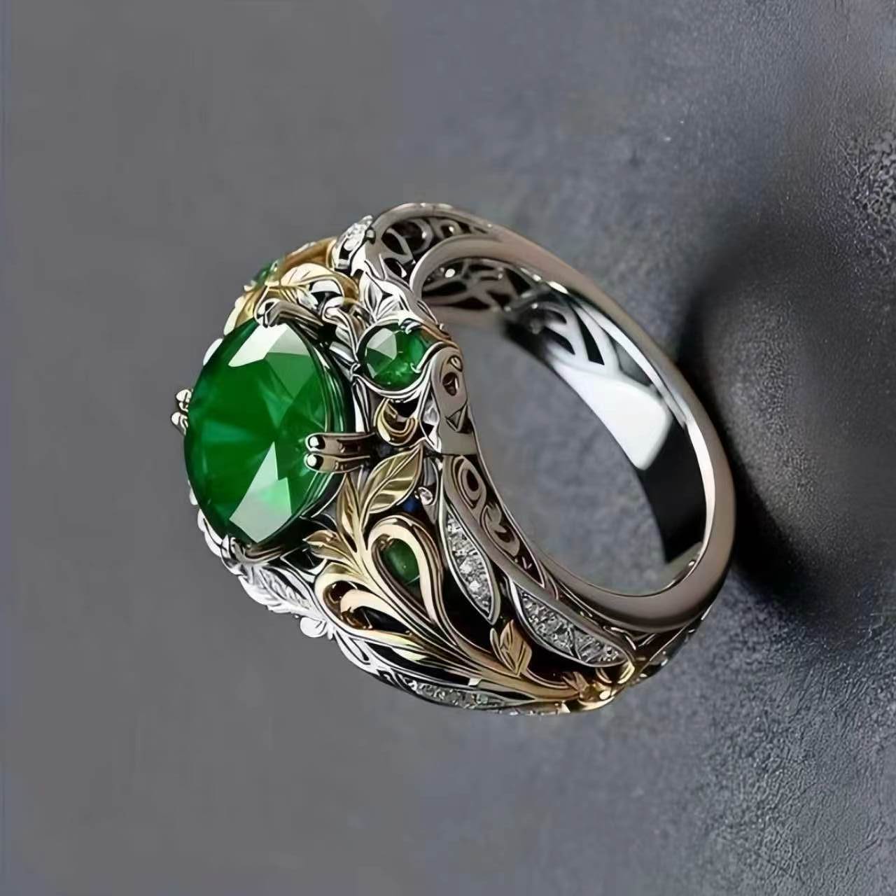 Popular Vintage Inlaid Simple Personality Straight Ring