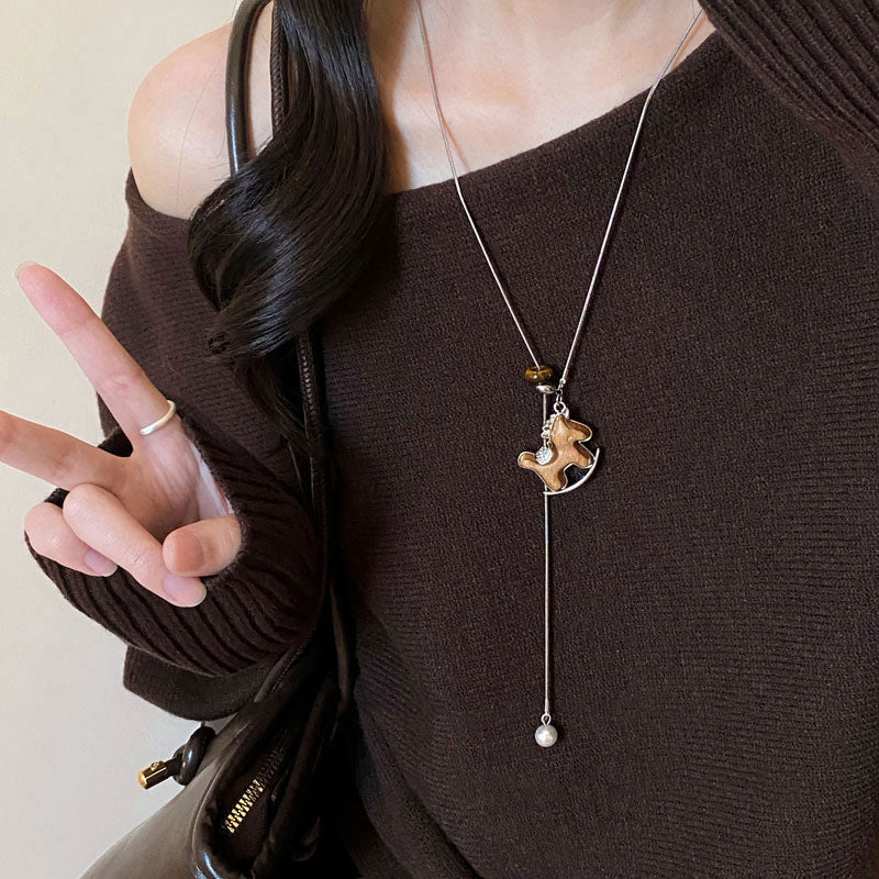 Women's Pony For Light Luxury Minority High-grade Long Pendants
