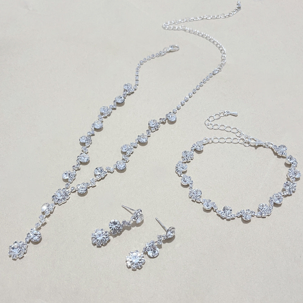 Attractive Fashion Flower Tassel Bridal Three-piece Jewelry Set