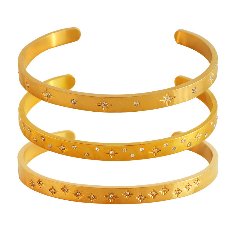 Zircon Design Gold-plated Titanium Steel Fashion Bracelets