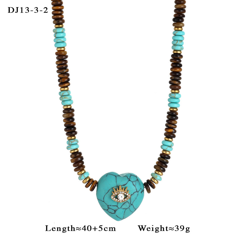 Bohemian Ethnic Style Beaded Devil's Eye Love Natural Stone Necklaces