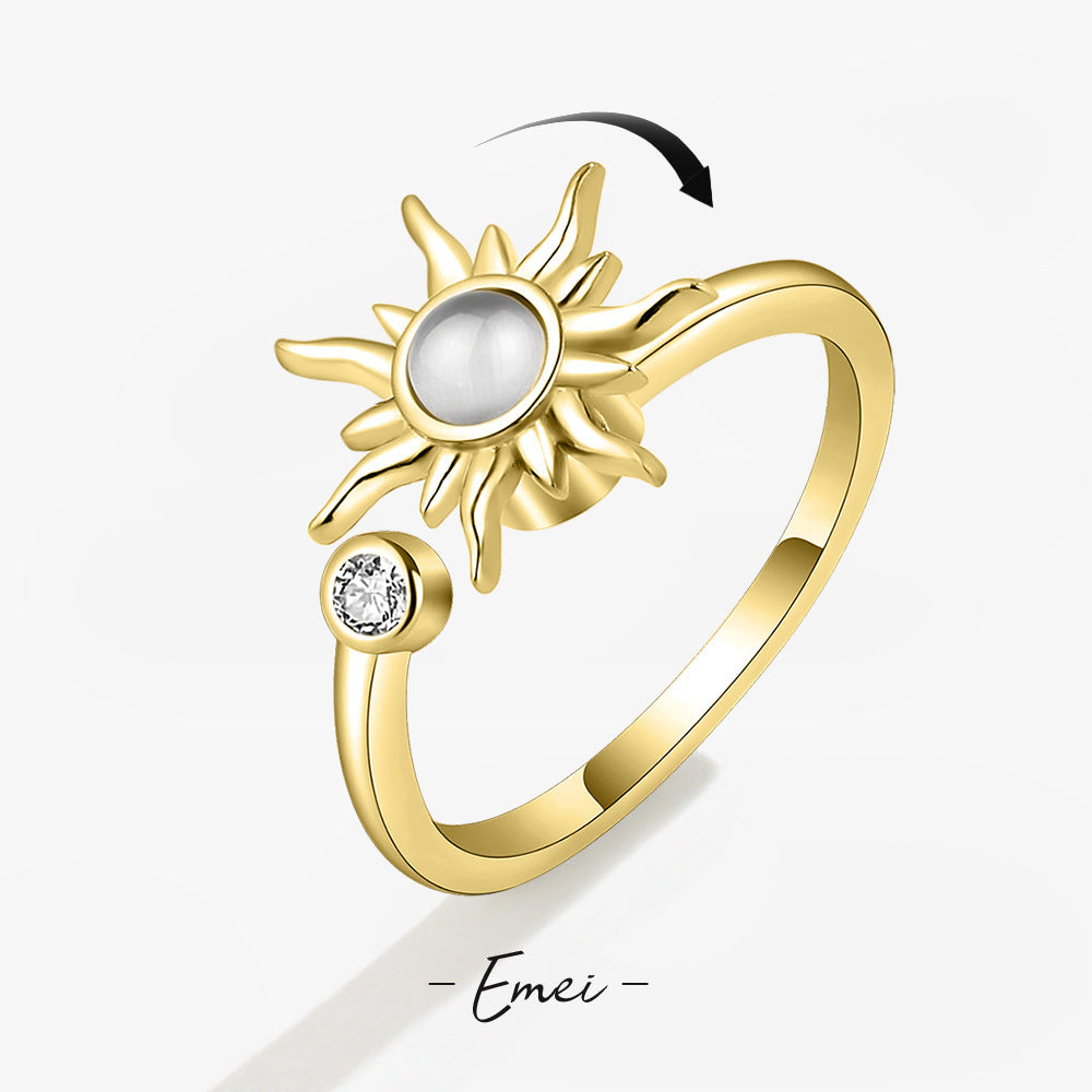 Release Pressure Sunflower Female Minority Simple Atmospheric Rotatable Index Rings
