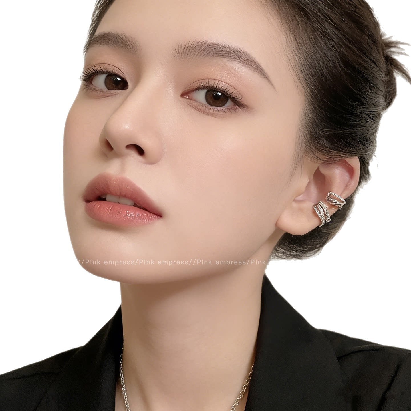 Cold Style Round Zircon Ear Clip Light Luxury Earrings