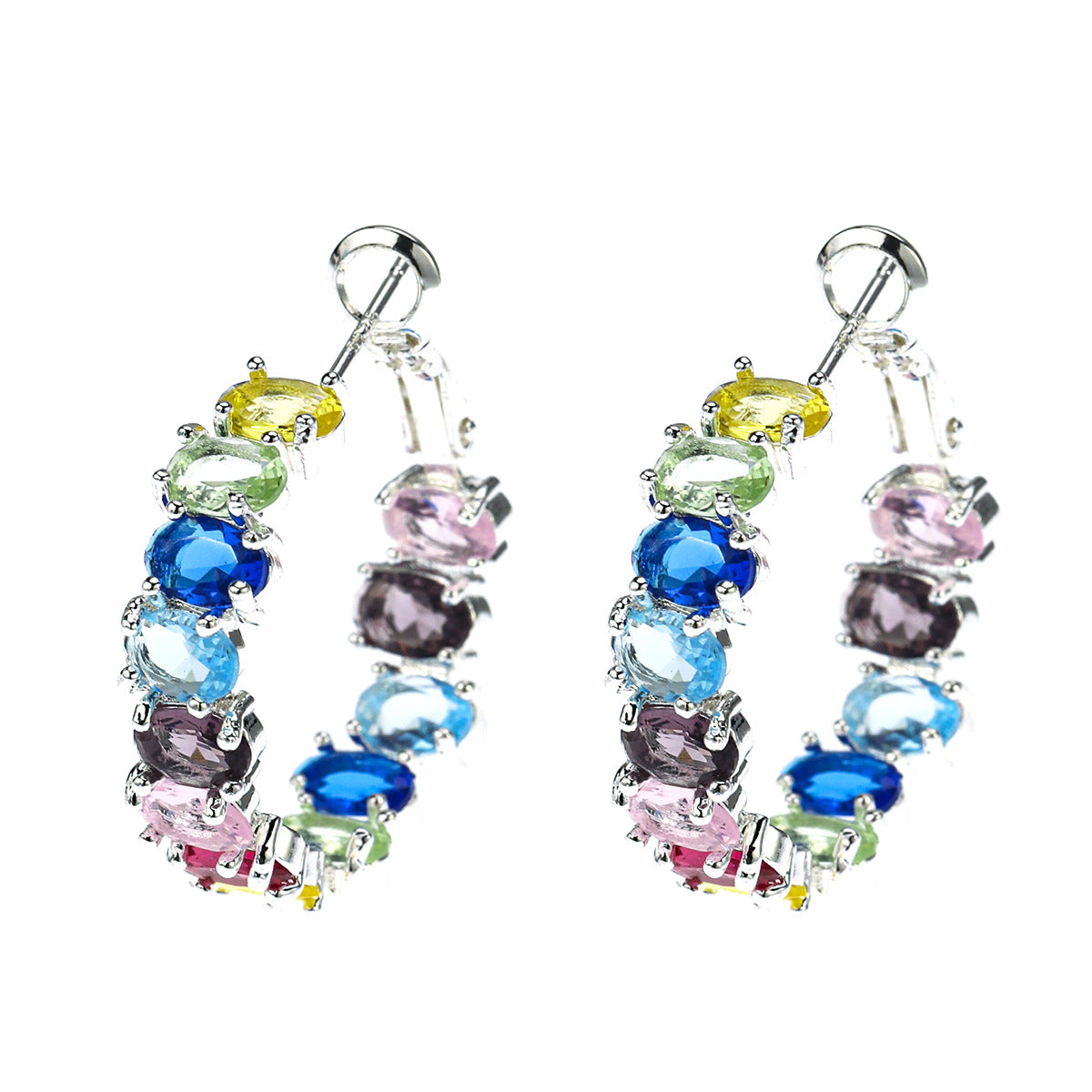Light Luxury High-grade Dopamine Color Zircon Sier Needle Rings