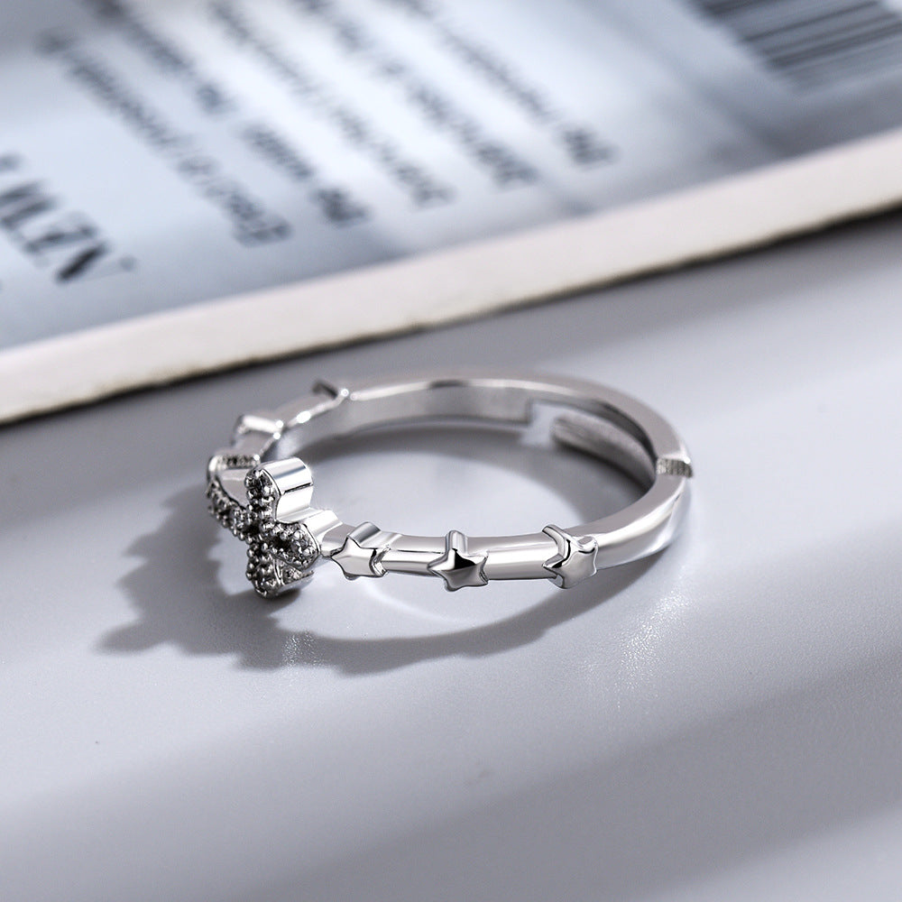 Cross Personality Punk Street Fashion Slub Switchable Index Finger Fine Ring