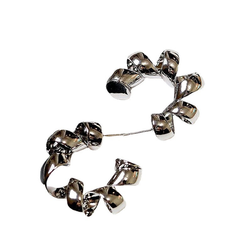 Metal Exaggerated Twisted Twist Shaped Telephone Earrings