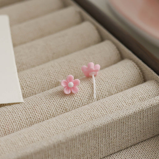 Five Petal Flower Biological Porcelain Sweet Cute Niche Sleeping No Earrings