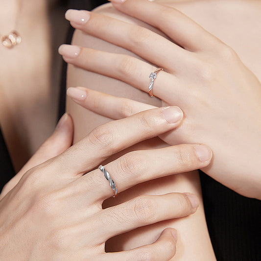 Women's & Men's Couple One Korean Simple Zircon Opening Rings