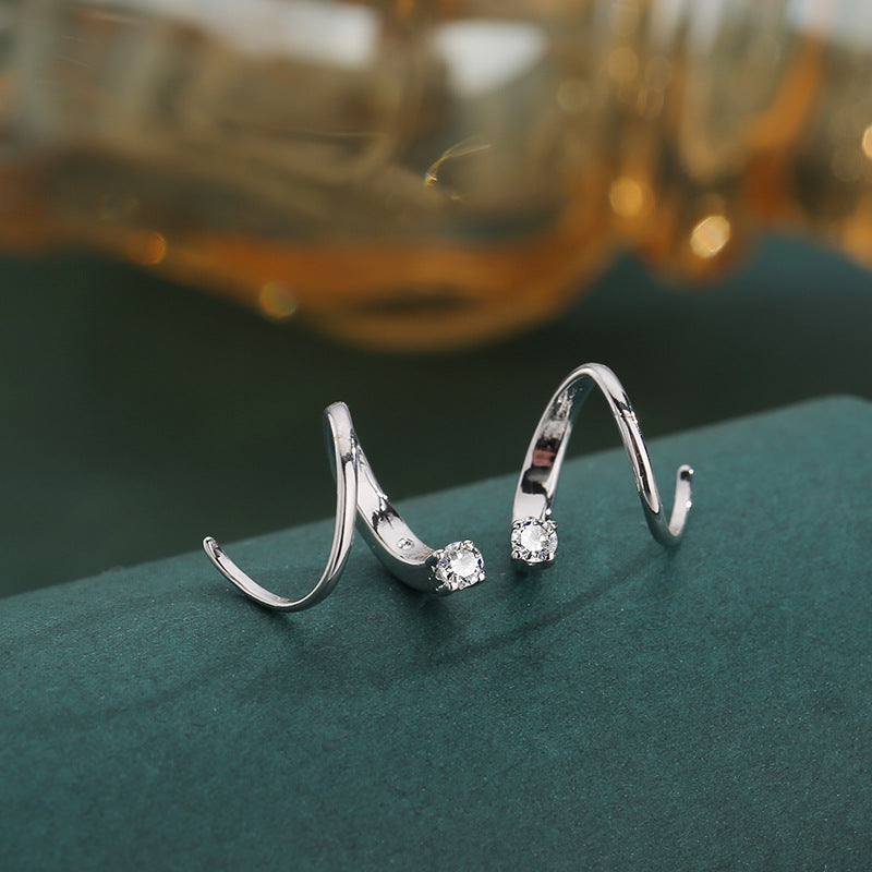 Single Rhinestone Ear Hook Light Luxury Earrings