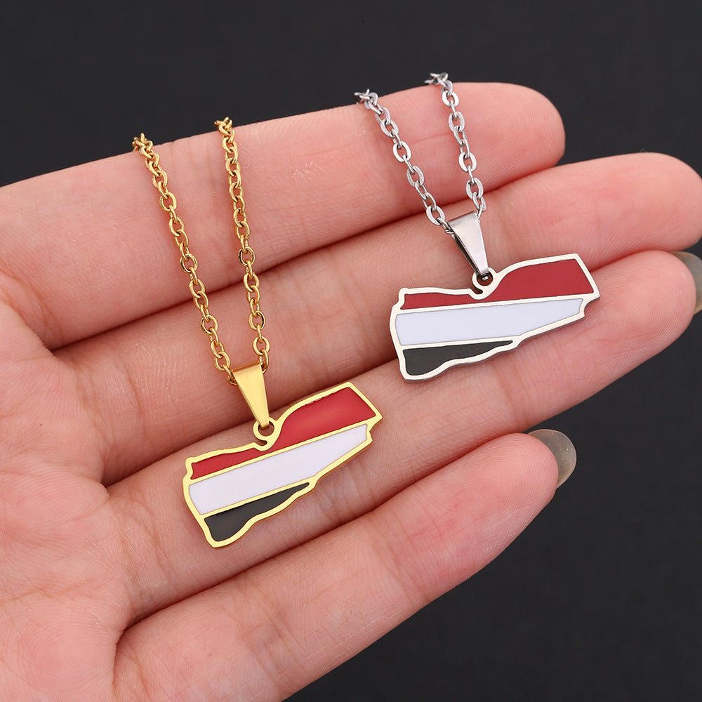 Women's & Men's Map Flag For Lovers Wild Titanium Necklaces