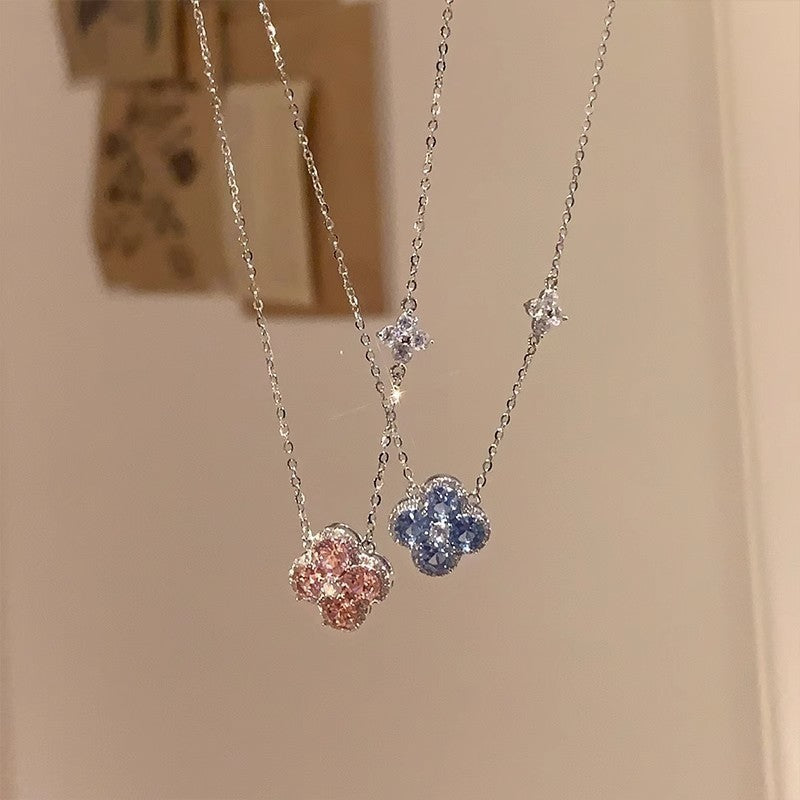 Sparking Zirconium Light Luxury Minority Design Sweet Graceful Bow Necklaces