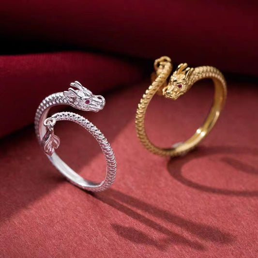 Chinese Style Dragon Ancient Law Heritage Zodiac Opening Adjustable Rings