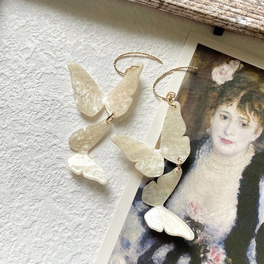 Micro Flash Fairy Butterfly White Three-dimensional Fantasy Magic Color Earrings
