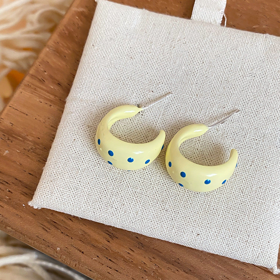 Needle Polka Dot Drop Oil Half High-grade Stud Earrings