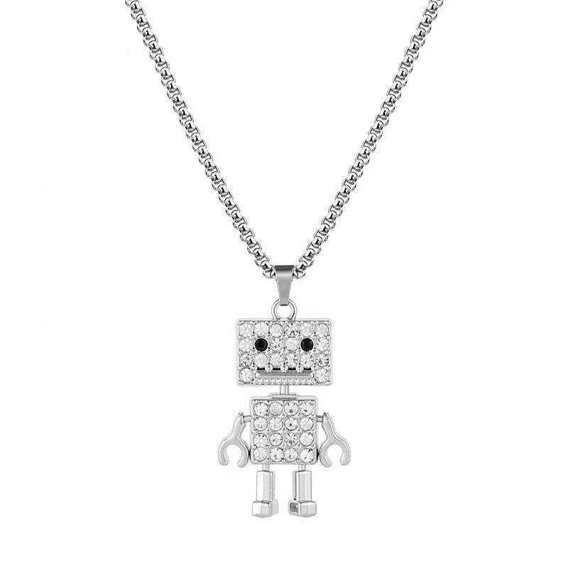 Women's Diamond Robot Stainless Steel High-grade Hip Hop Niche Sweater Necklace