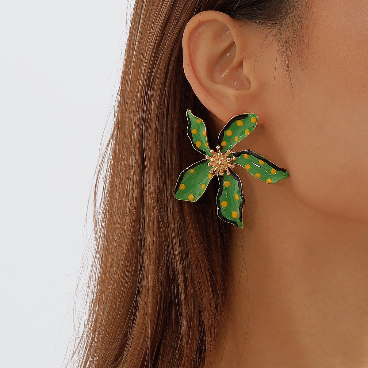 Fashion Unique Exaggerated Personalized Flower Polka Dot High Rings