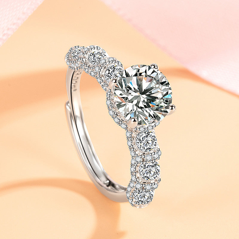 Broadcast Fashion Luxury Female Eight Hearts Arrows Ring