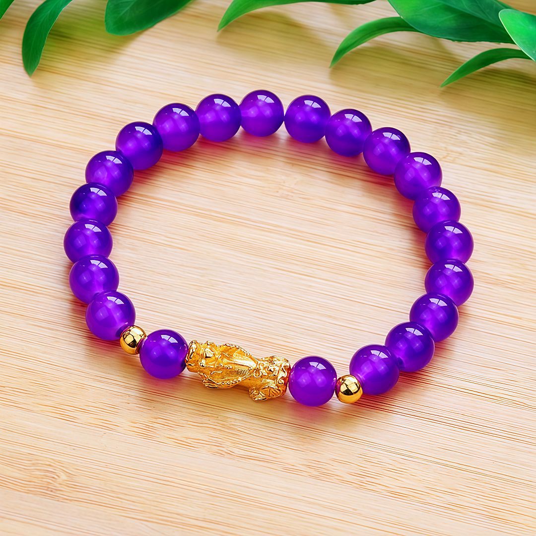 Jade Barrel Beads Gold Pi Longevity Bracelets