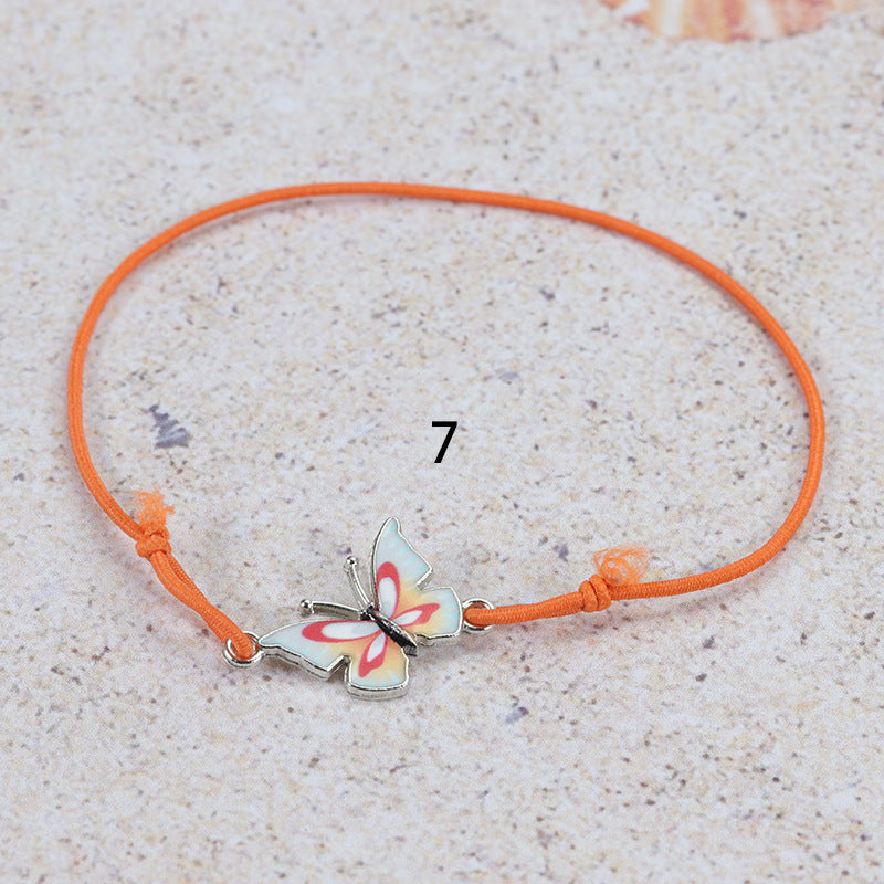 Colorful Butterfly Adjustable Filament Carrying Strap Bracelet
