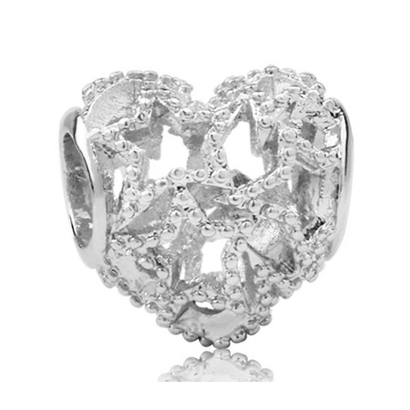 Alloy Large Hole Beads Hollowed Heart Shape Jewelry Accessories