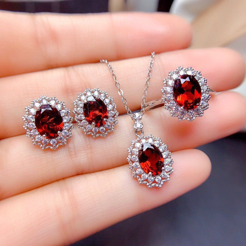 Women's Blue Red Yellow Green Purple White Gemstone Zircon Princess Jewelry Set