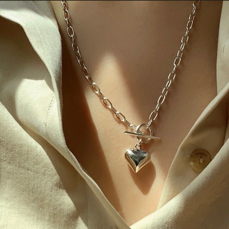 Women's Korean Creative Personality Sweet Loving Heart Fashionable Elegant Chain Drawable Necklace
