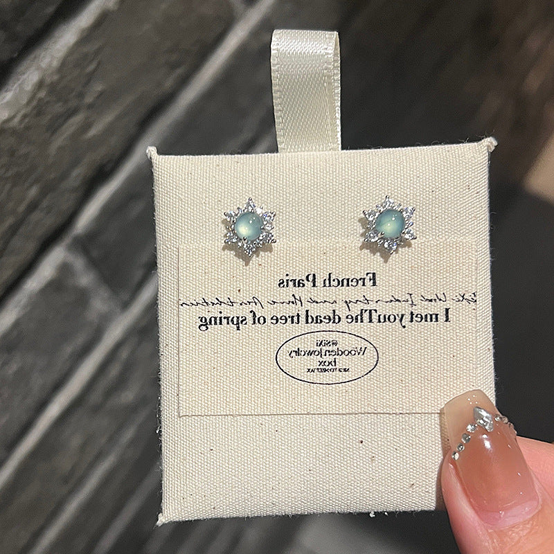 Women's Compact Mini Blue Green Zircon For Earrings