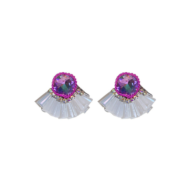 Sier Artificial Crystal Hollow Chinese Ethnic Style Tassel Earrings