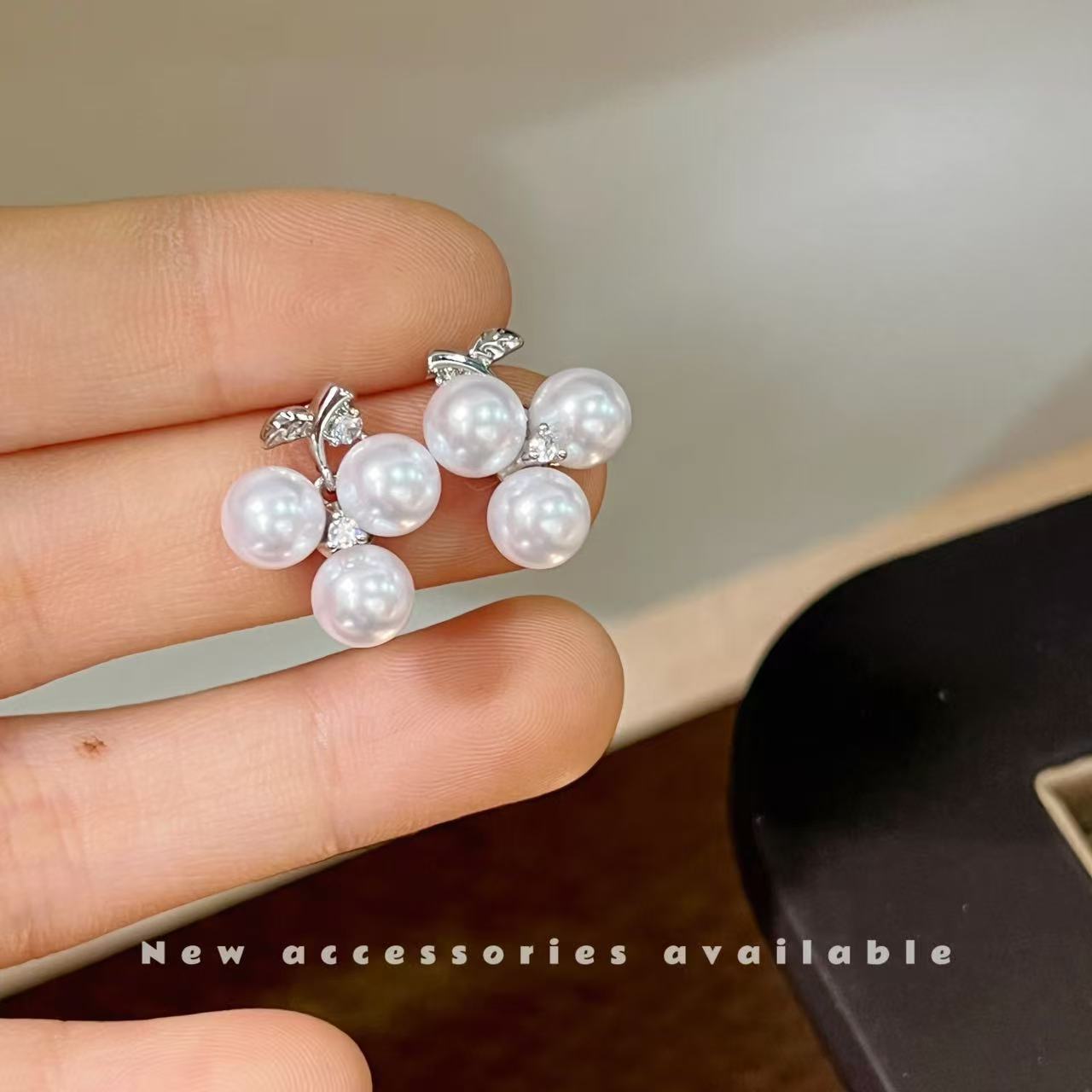Entry Lux Design Flower Zircon Pearl Fashion Pink Shell Pearls Stud Earrings