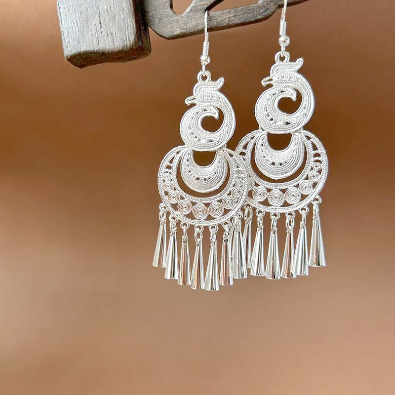 Ethnic Style Peacock Retro Ear Hook Earrings
