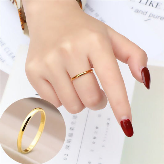 Women's Steel Colorfast Circle Simple Gold Glossy Rings