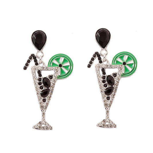 Juice Cup Creative Accessories Cocktail Glass Earrings