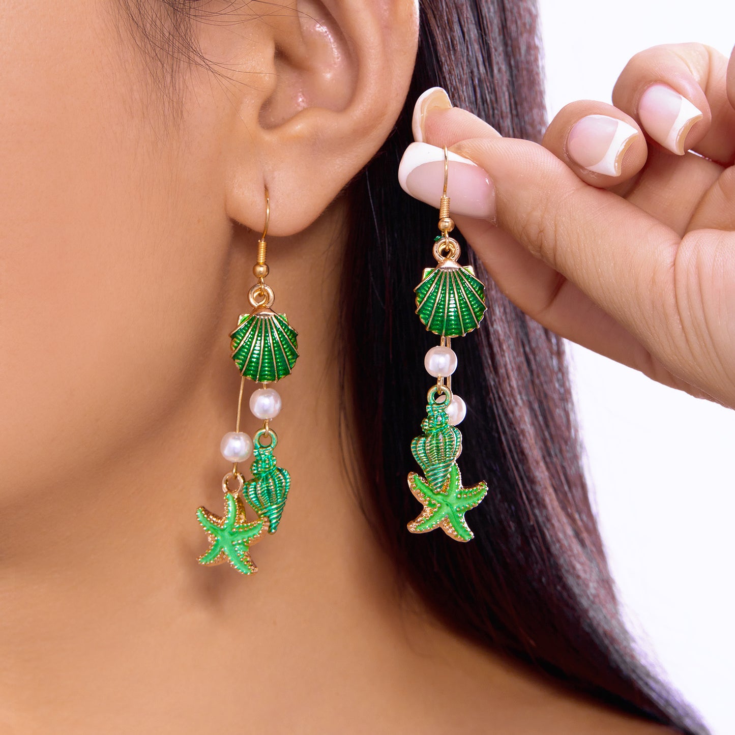 Fresh Conch Starfish Long Tassel Ear Hook Female Niche Earrings