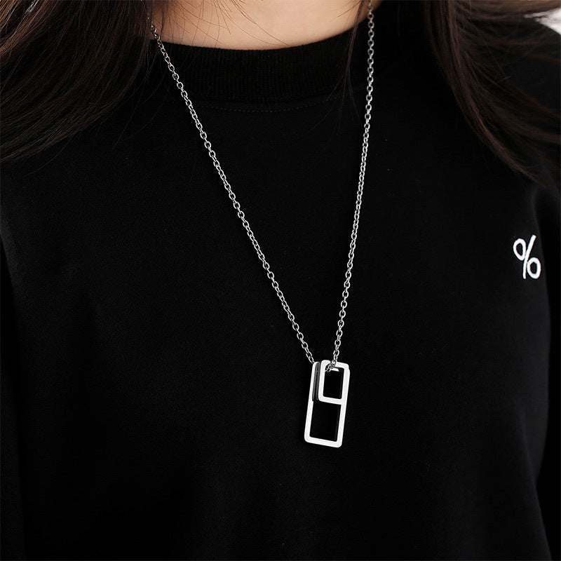 Titanium Steel Unisex Style Rectangular Stainless Necklace