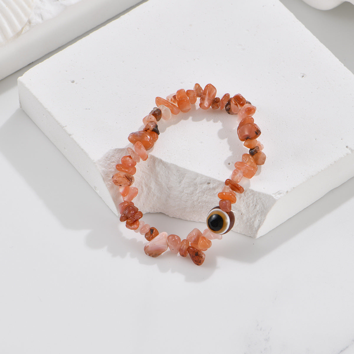 Devil's Eye Natural Gravel Beaded Crystal Stretch Rough Stone Bracelets
