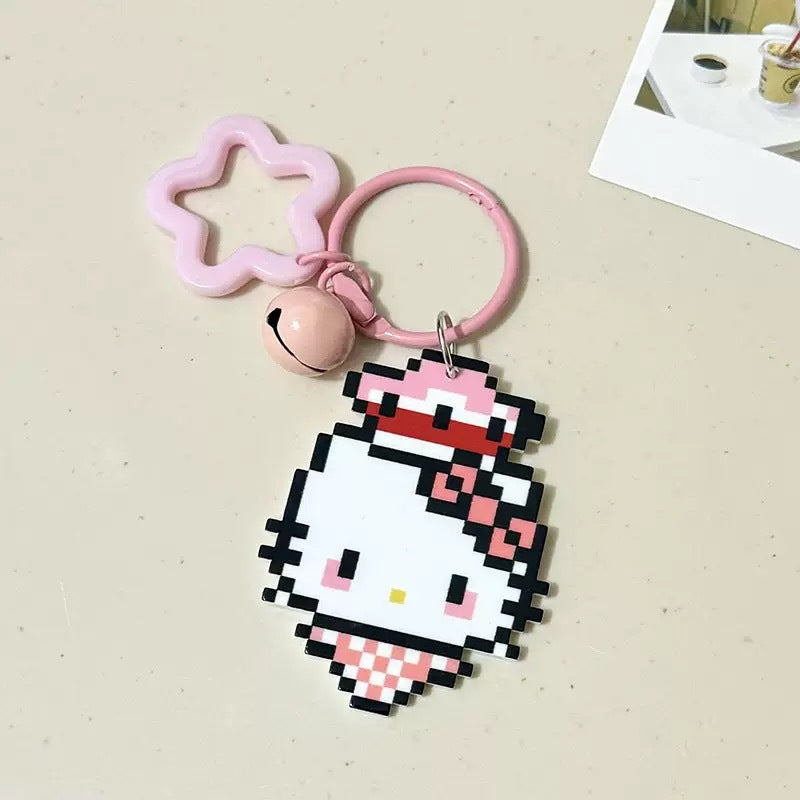 Pixel Cartoon Key Button Schoolbag Cute Acrylic Hang Decorations Hanging Ornaments
