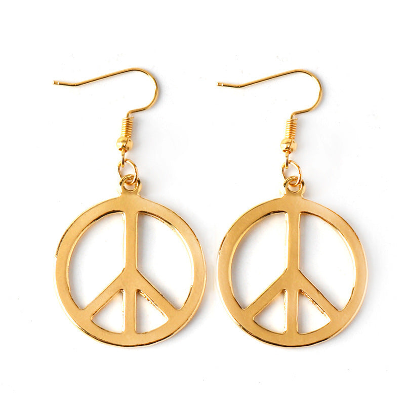 Simple Personality Round Peace Sign Fashion Jewelry Set