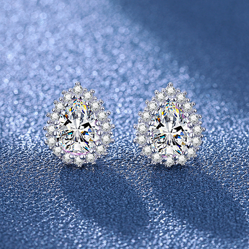 Moissanite Ear Female With Hearts Sterling Earrings